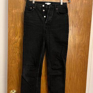 Zara Black High Waisted Straight Leg Jeans